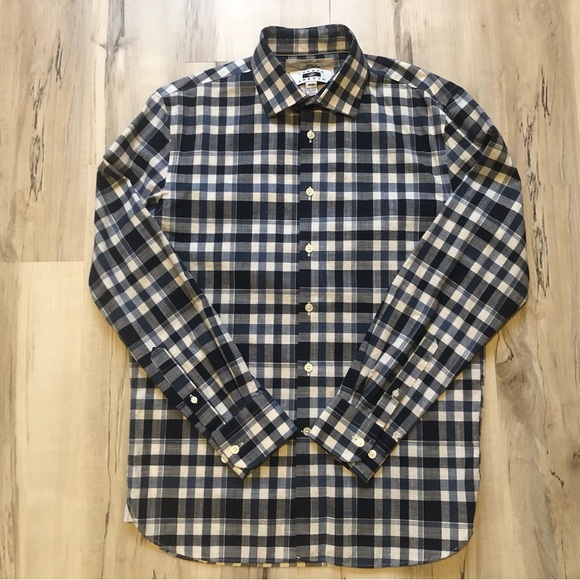 Joseph Abboud Men's Plaid Shirt - 100% Cotton Modern Fit Blue and White - Picture 2 of 10